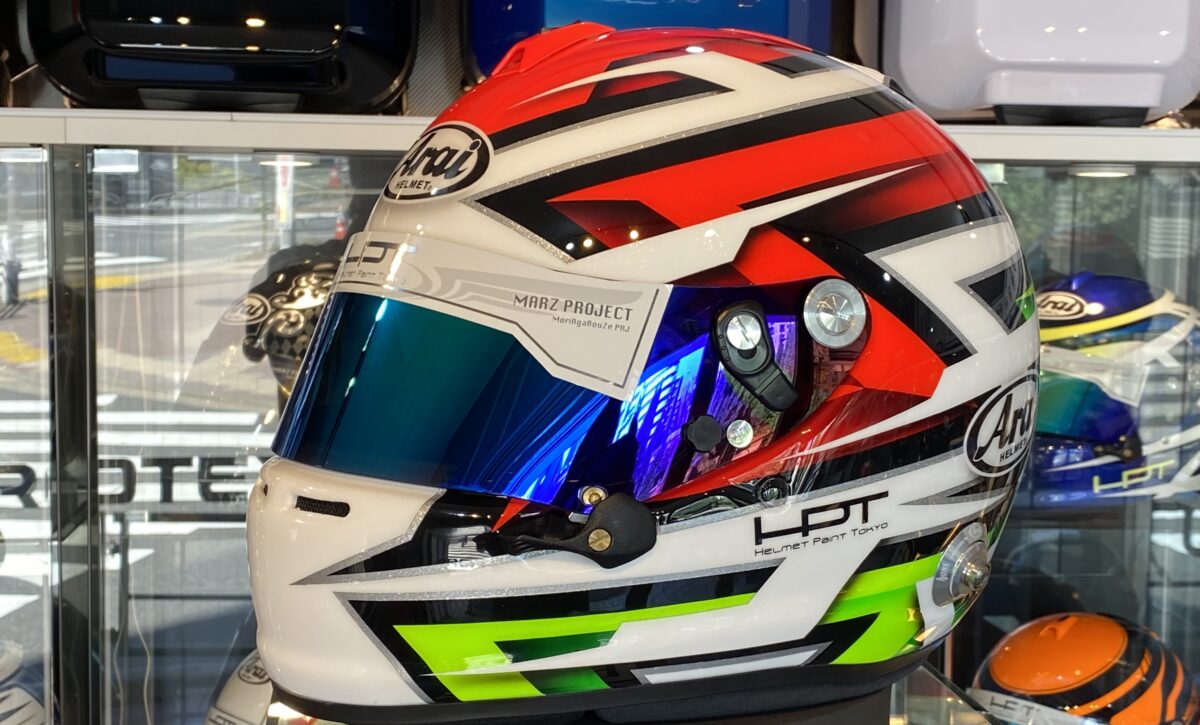 Custom Design Helmet for Auto Racing 《red×fluorescent green×black×white ...