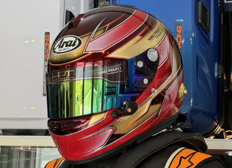 Racing helmet ARAI | Fully painted for sale! “Ruby red x rose x gold foil”