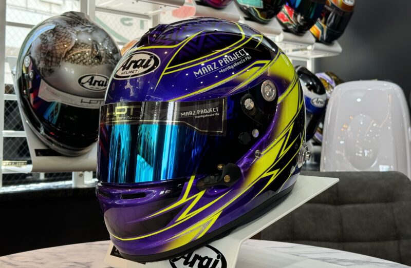 Racing helmet ARAI | Fully painted for sale! “Purple gradation x yellow x black”