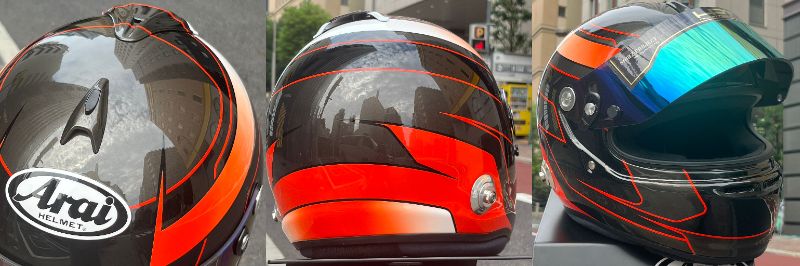 ペイントヘルメット 四輪用 | Araiヘルメット “ブラック×スレートグレー×スカーレット”