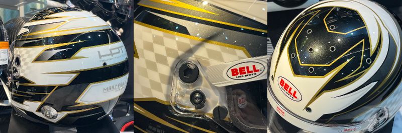 BELLヘルメット 4輪用 | オリジナルペイント “モノクロ×チェッカー×ゴールドライン”