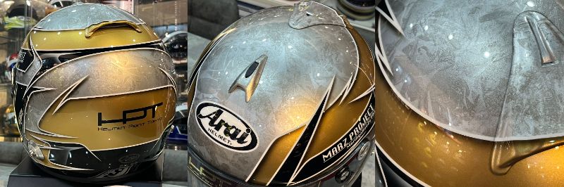 ペイントヘルメット 四輪用 | Araiヘルメット “シルバーラップ×メタリックゴールド×ブラック”