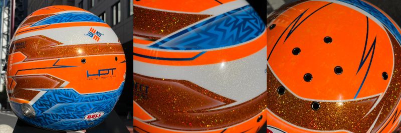 “フレッシュオレンジ×スパンコール”BELLヘルメット 4輪用 | オリジナルペイント