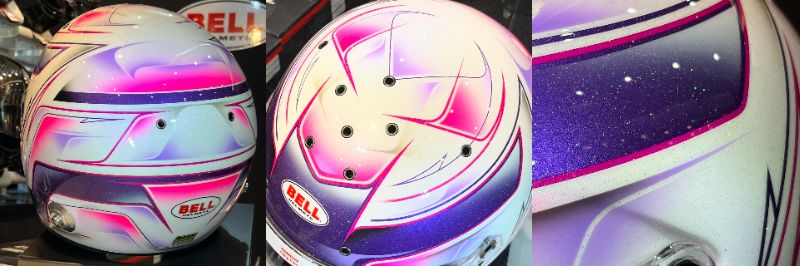 BELLヘルメット 4輪用 | オリジナルペイント “ラメパープル×ホワイト×蛍光ピンク”