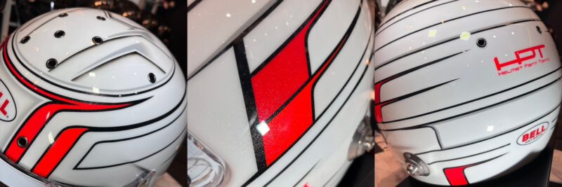 BELLヘルメット 4輪用 | オリジナルペイント “ホワイト×蛍光レッド･オレンジ×モノトーンライン”